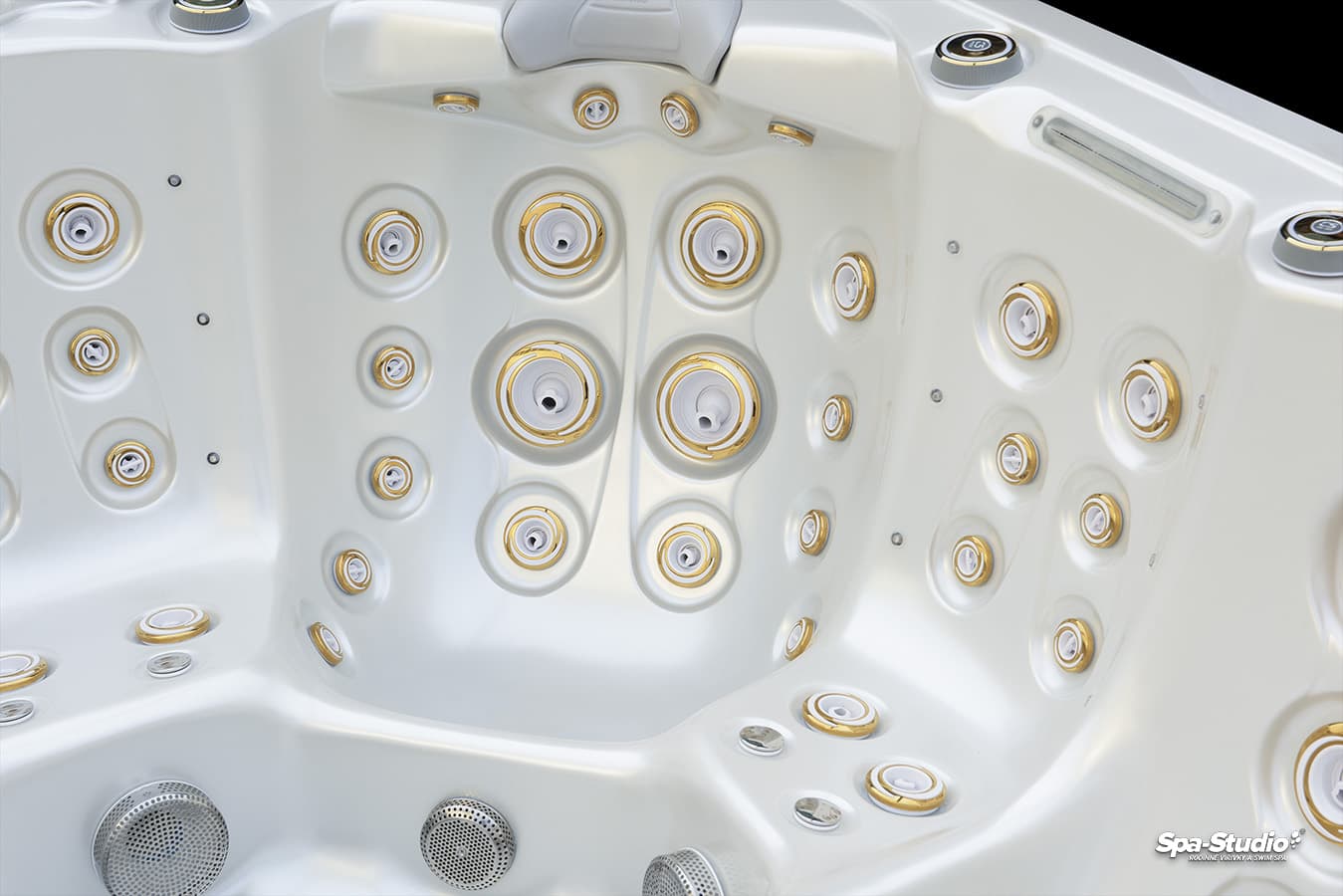 Wanna SPA Marlin Geometric Canadian Spa — wnętrze ze złotymi dyszami