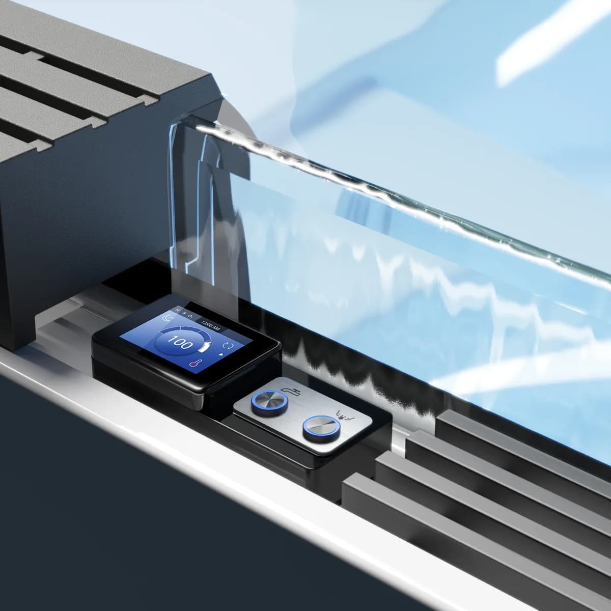 Treesse Ice — detal panelu sterowania i mechanizmu pokrywy