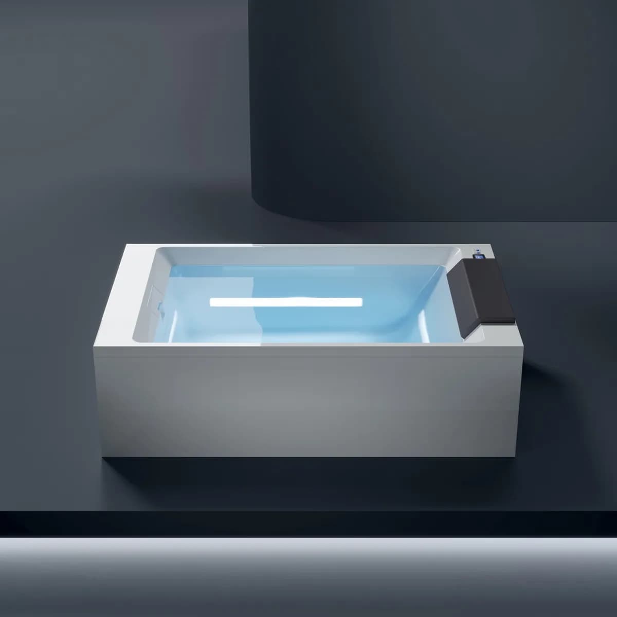 Treesse Soul Spa 120 — ujęcie ambientowe, podświetlenie wanny w ciemnym wnętrzu