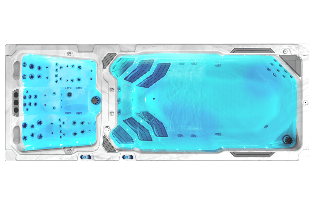 Nautilus XXL Prime — rzut z góry, układ dysz i siedzisk